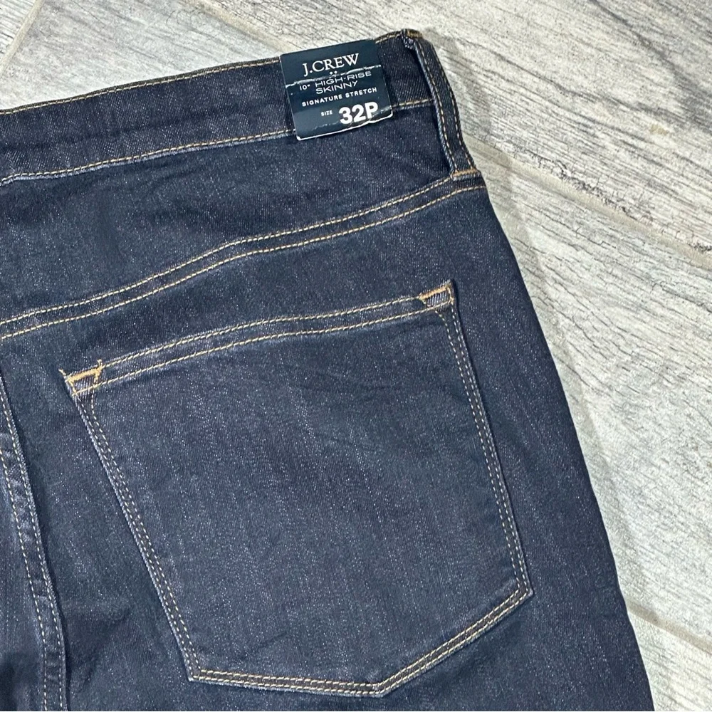 NWT J. CREW 10” High Rise Skinny Dark Wash Signature Stretch 32 Petite